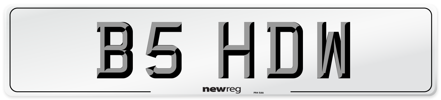 B5 HDW Number Plate from New Reg